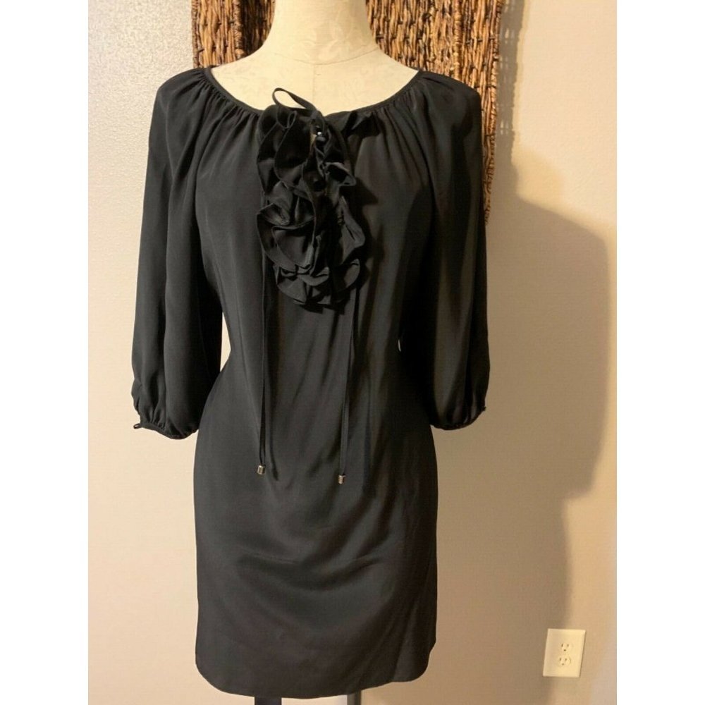 Anthropologie Alice & Trixie Black Long Sleeve Silk Shift Tunic Dress S Small ^ - Picture 5 of 8